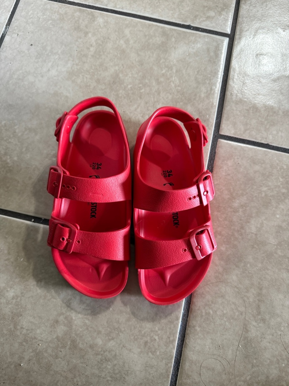 Birkenstock Kids Red Adjustable EVA Double-Strap Sandals